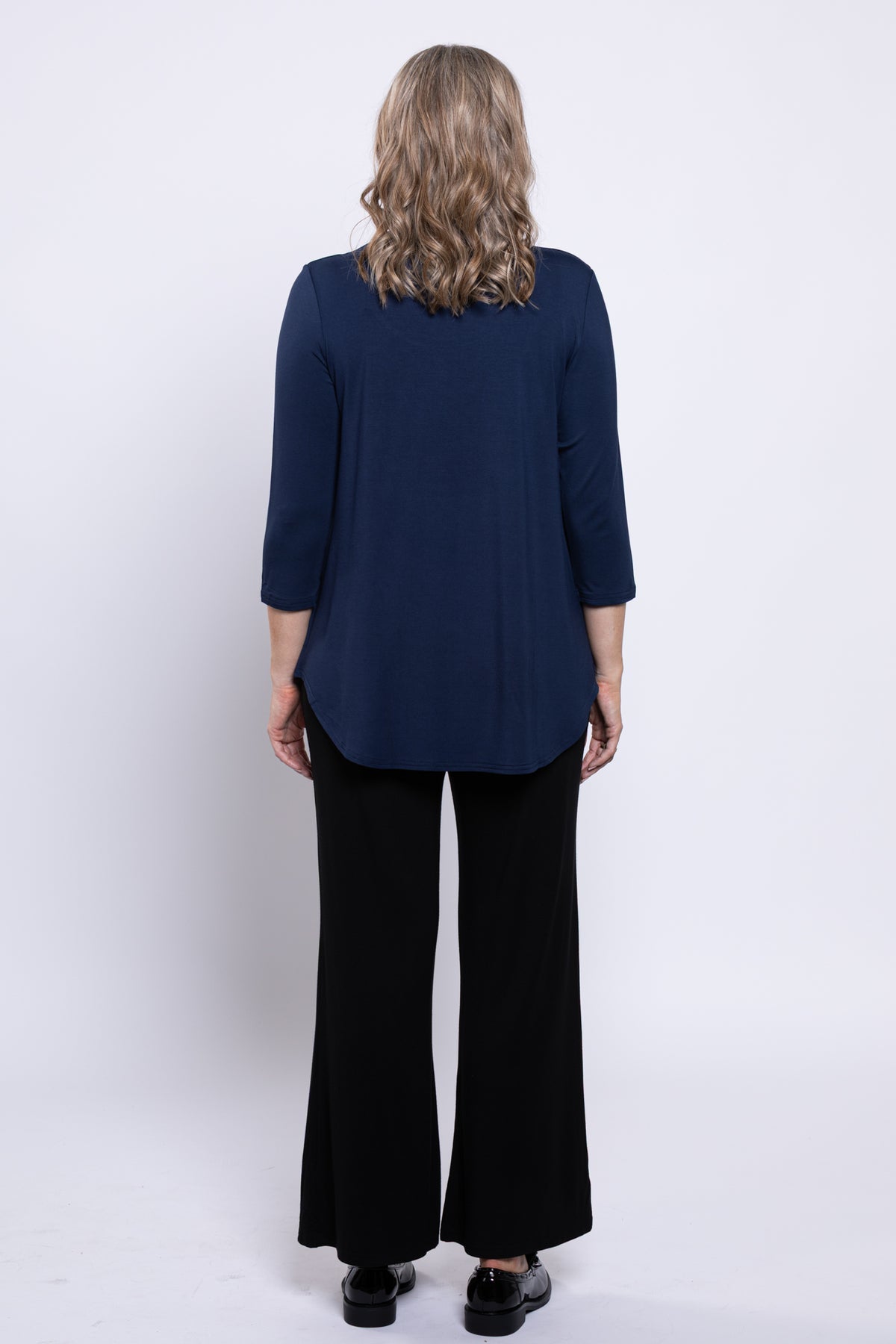 Jazz 3/4 Slv Top, Indigo, Bamboo