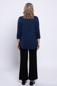 Jazz 3/4 Slv Top, Indigo, Bamboo