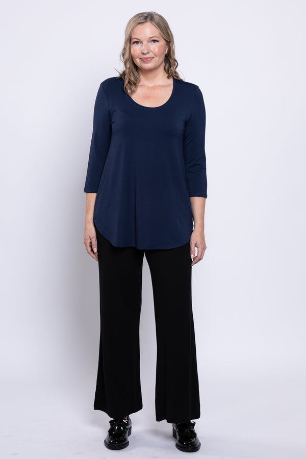 Jazz 3/4 Slv Top, Indigo, Bamboo
