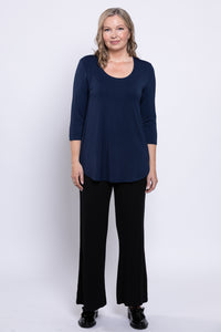 Jazz 3/4 Slv Top, Indigo, Bamboo