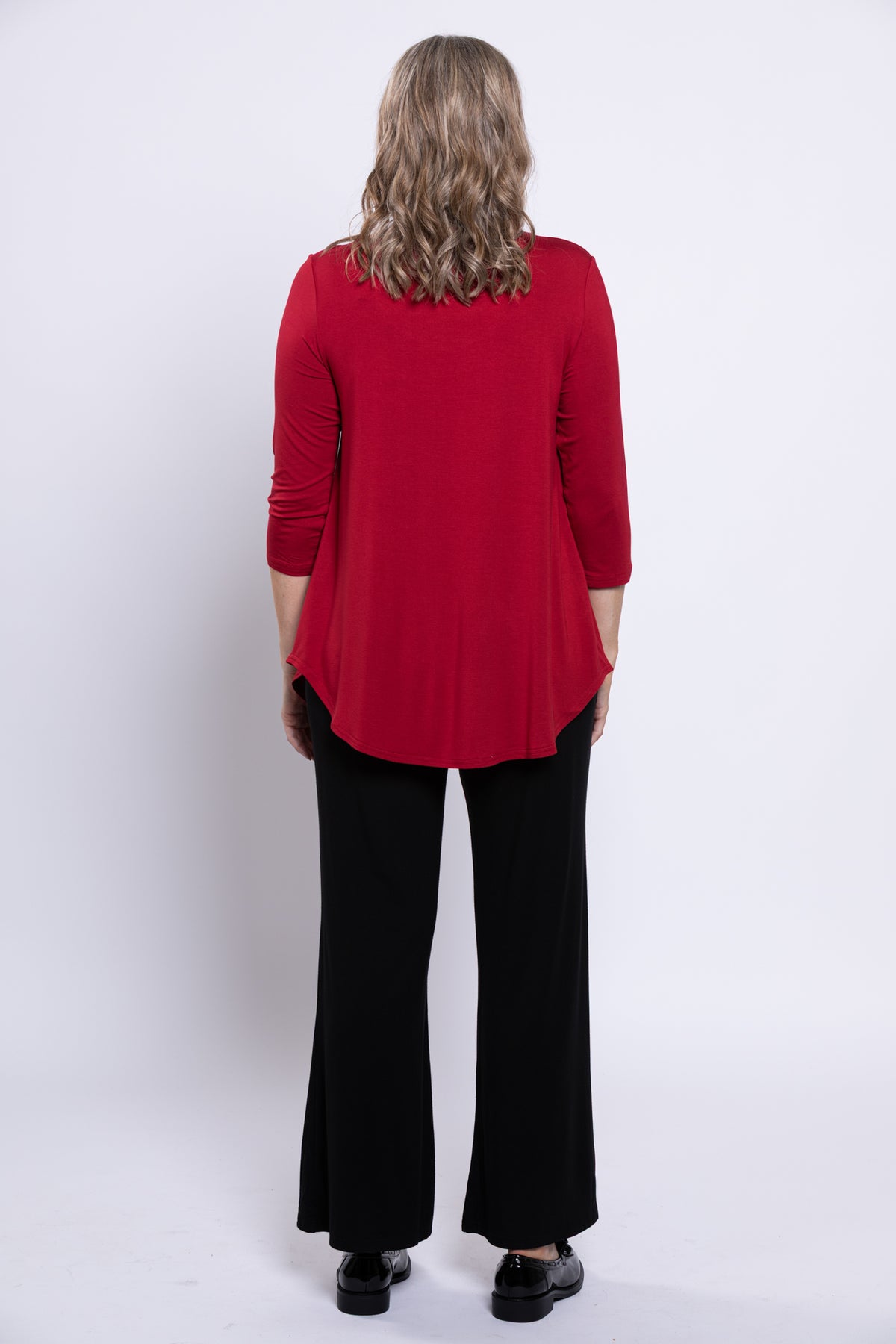 Jazz 3/4 Slv Top, Lipstick, Bamboo