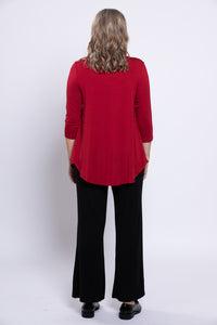 Jazz 3/4 Slv Top, Lipstick, Bamboo