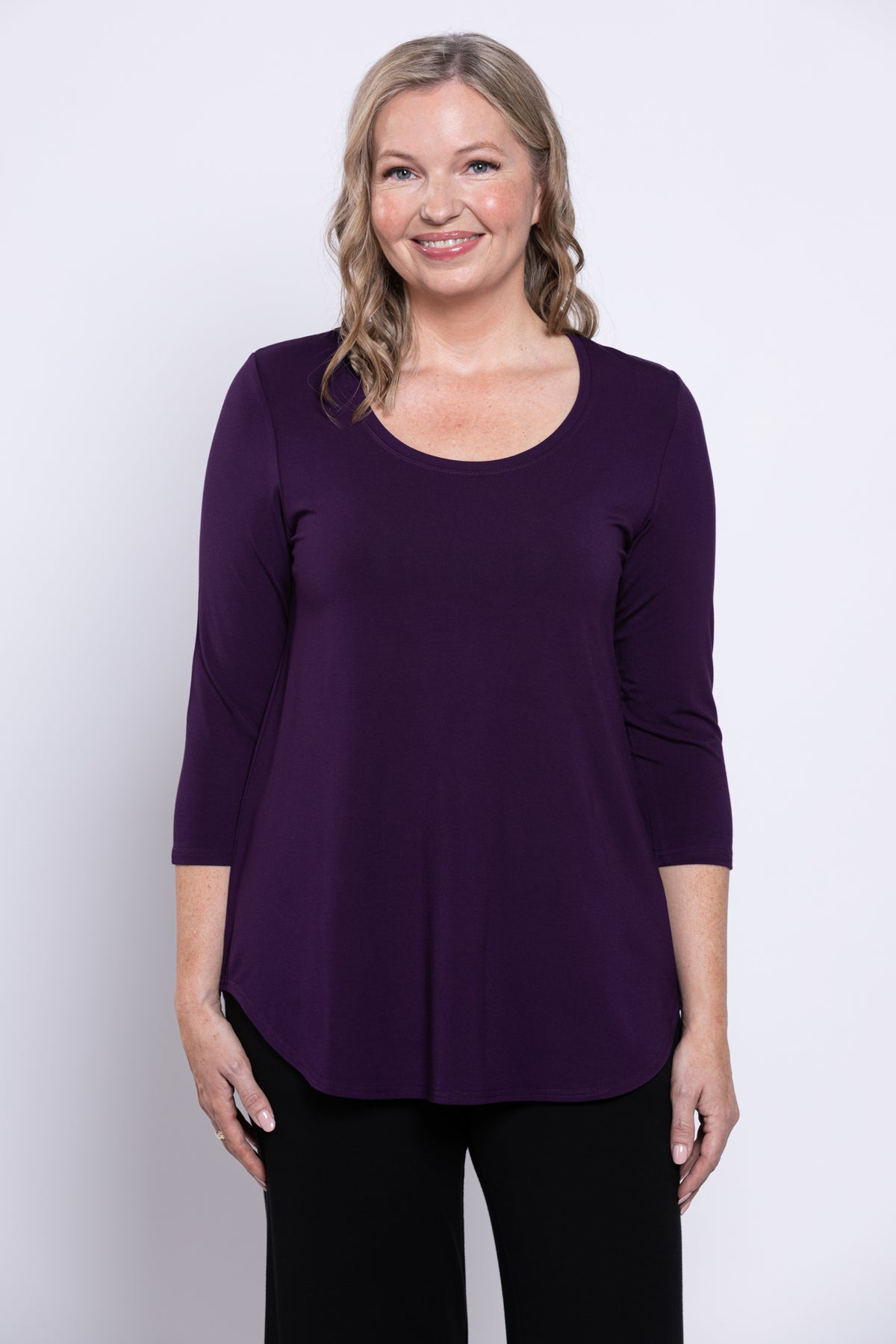 Jazz 3/4 Slv Top, Royale, Bamboo