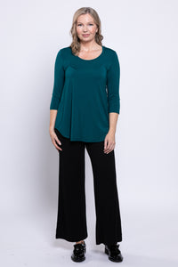 Jazz 3/4 Slv Top, Teal, Bamboo