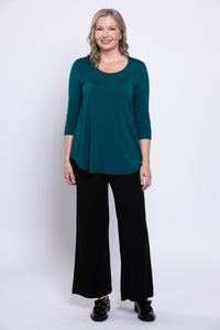 Jazz 3/4 Slv Top, Teal, Bamboo