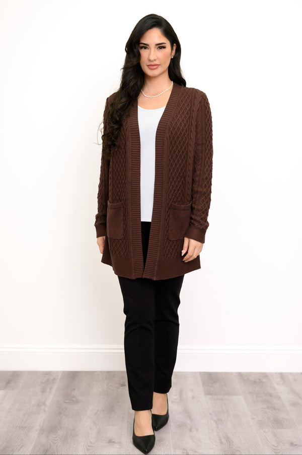 Jenny Cardigan, Chocolate, Cotton