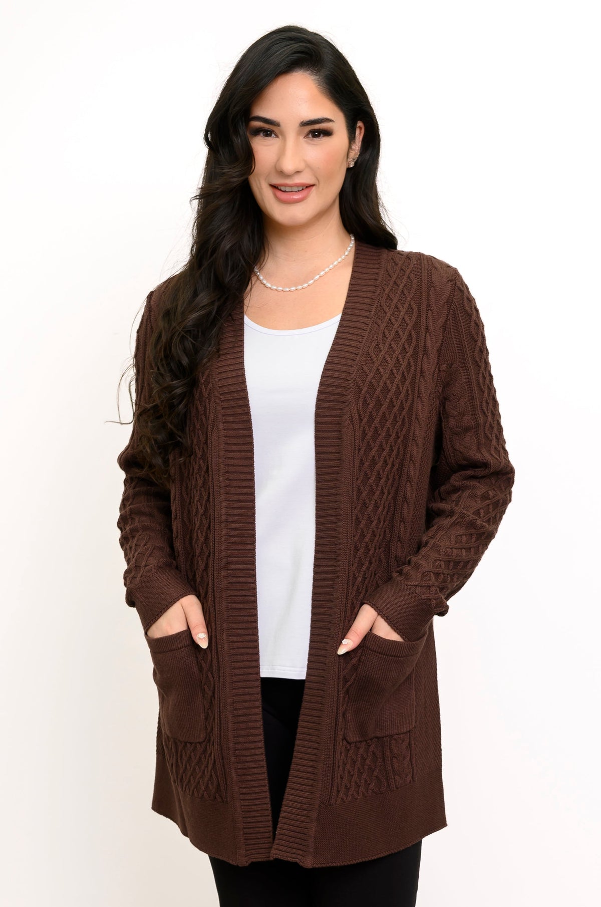 Jenny Cardigan, Chocolate, Cotton