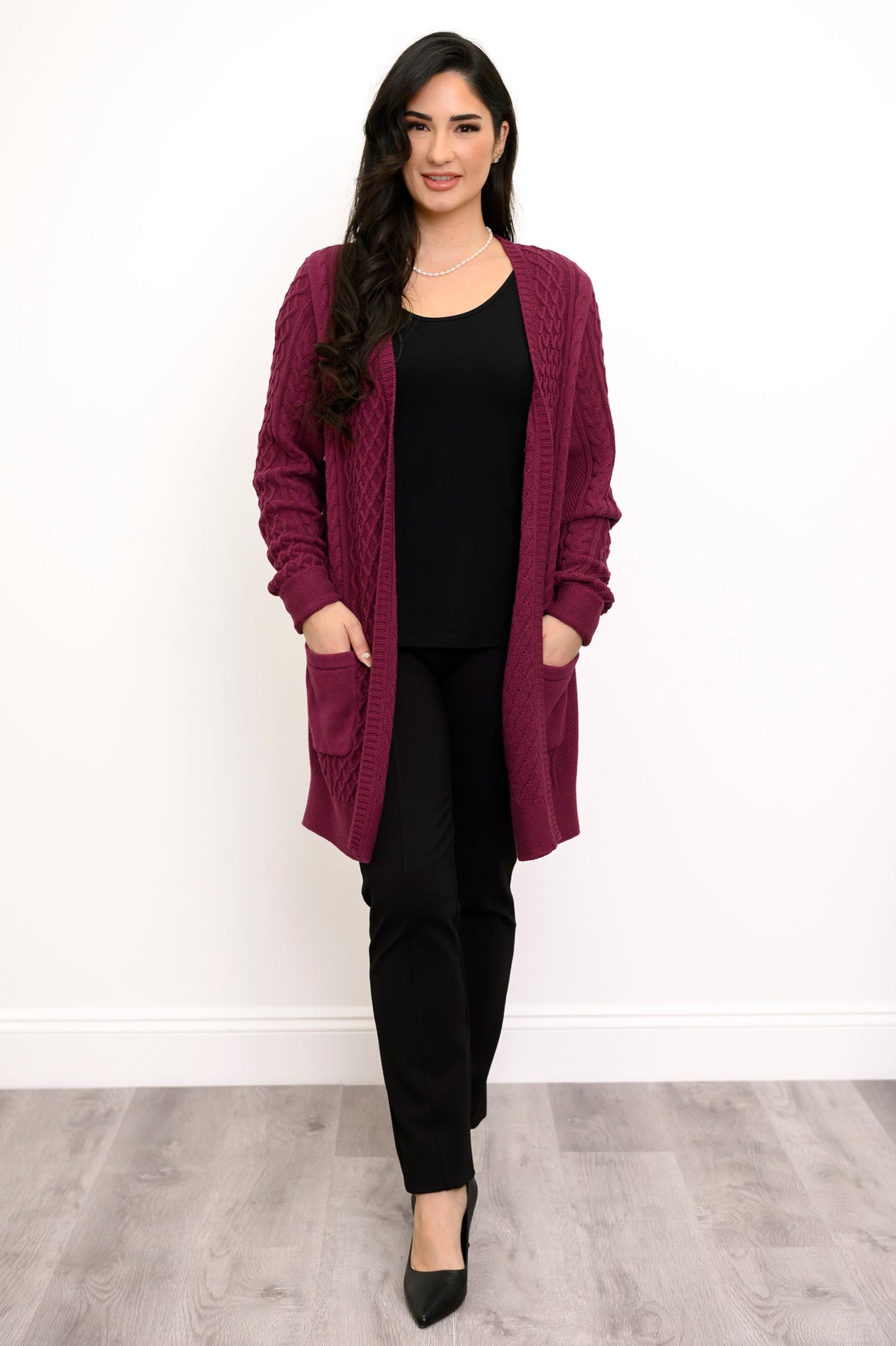 Jenny Cardigan, Raspberry, Cotton