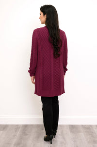 Jenny Cardigan, Raspberry, Cotton