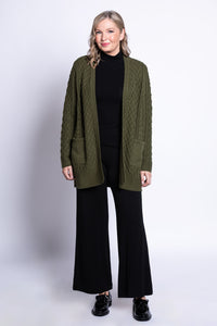 Jenny Cardigan, Khaki, Cotton