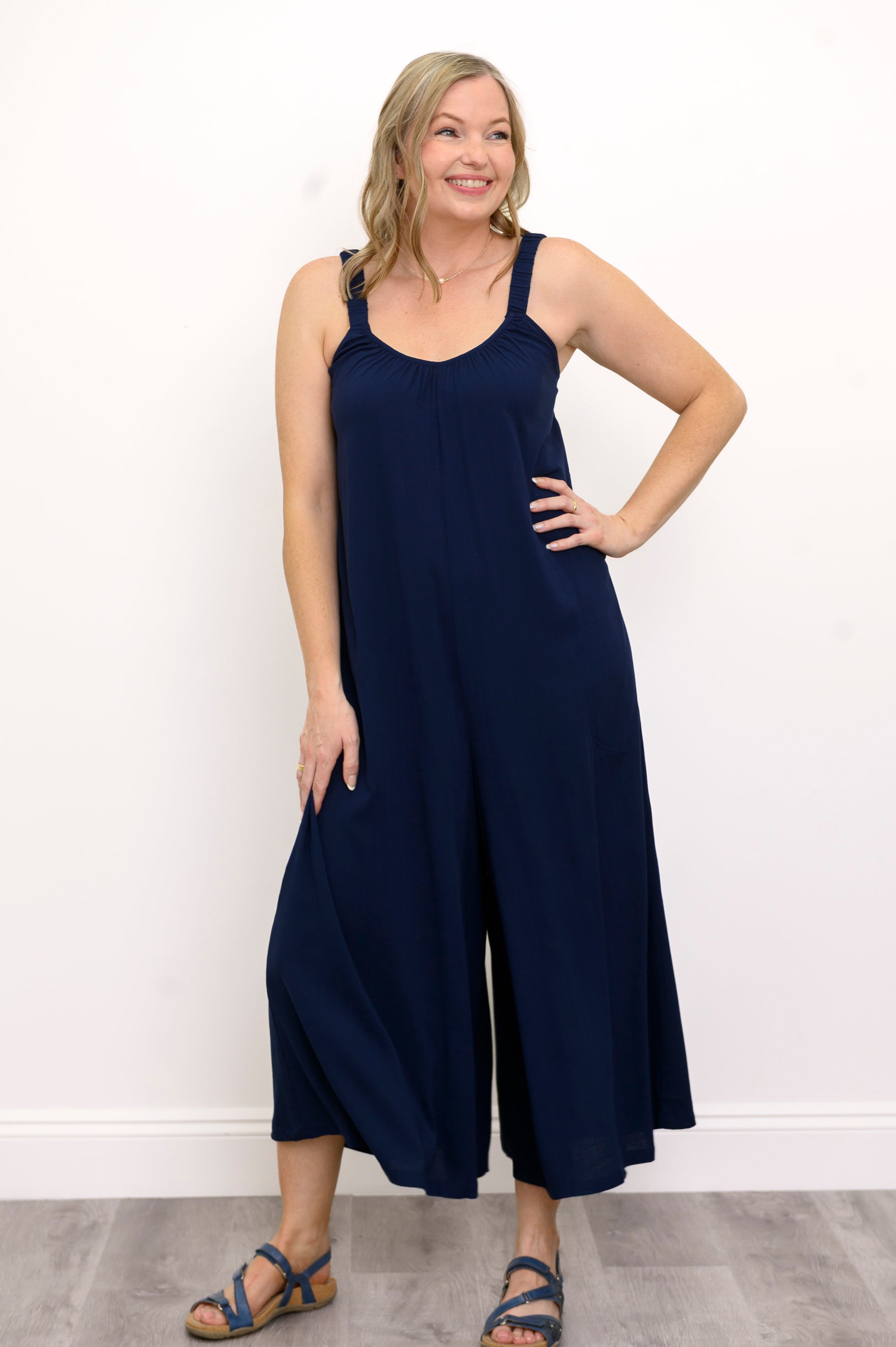 Joanna Jumpsuit, Indigo, Linen Bamboo – LTD CAD Retail Blue Sky