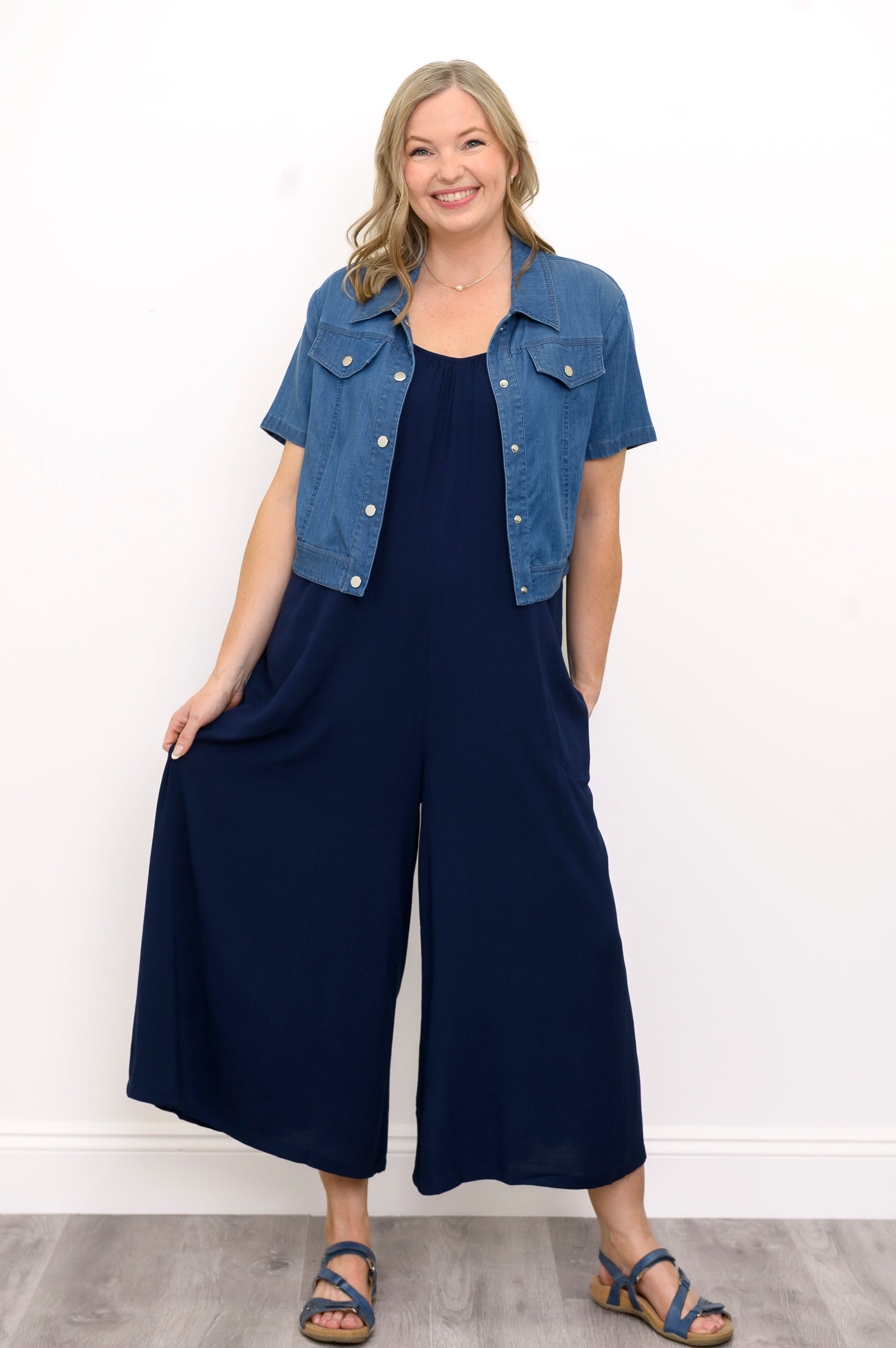 Joanna Jumpsuit, Indigo, Linen Bamboo – LTD CAD Retail Blue Sky