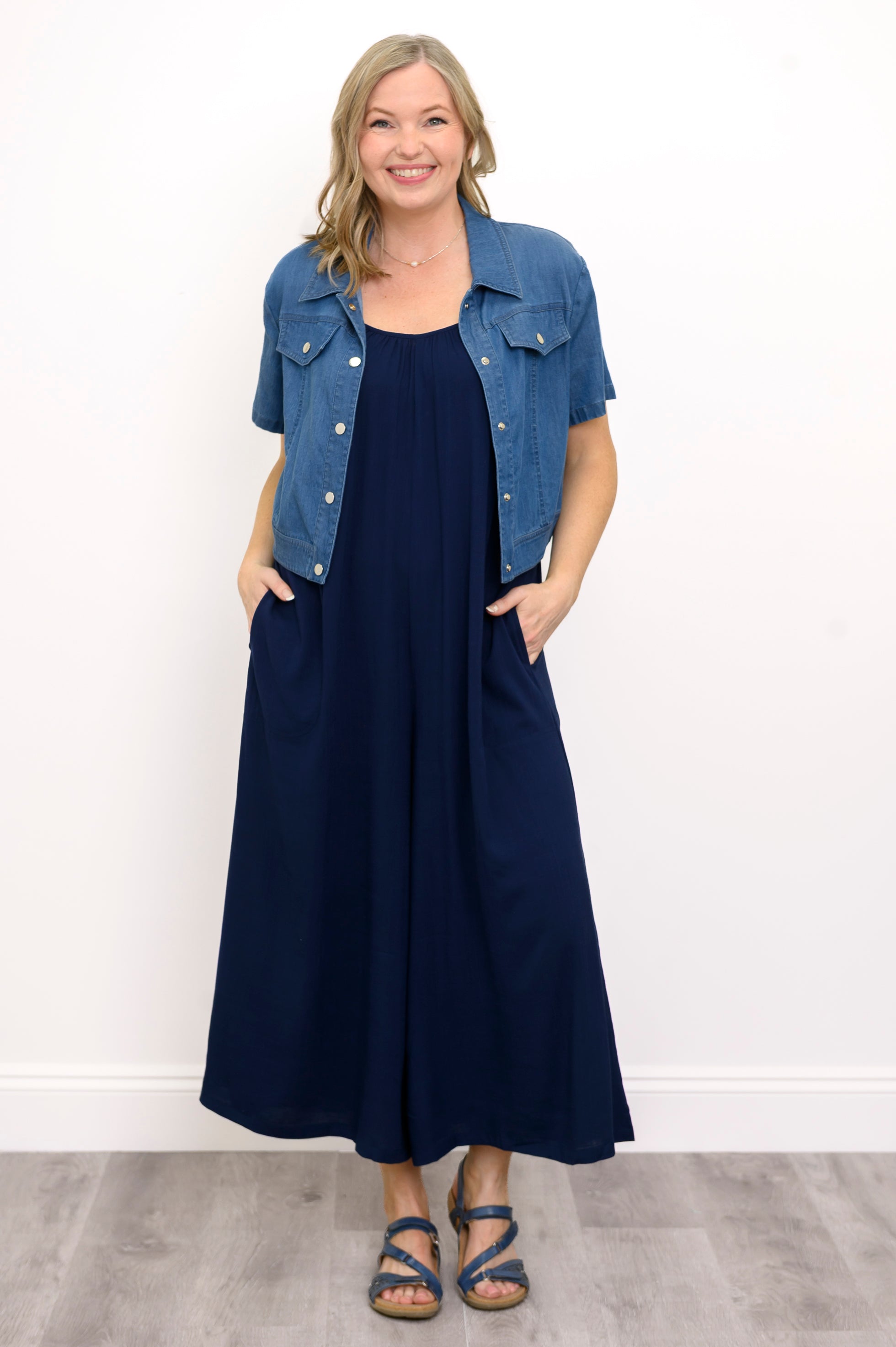 Joanna Jumpsuit, Indigo, Linen Bamboo – LTD CAD Retail Blue Sky