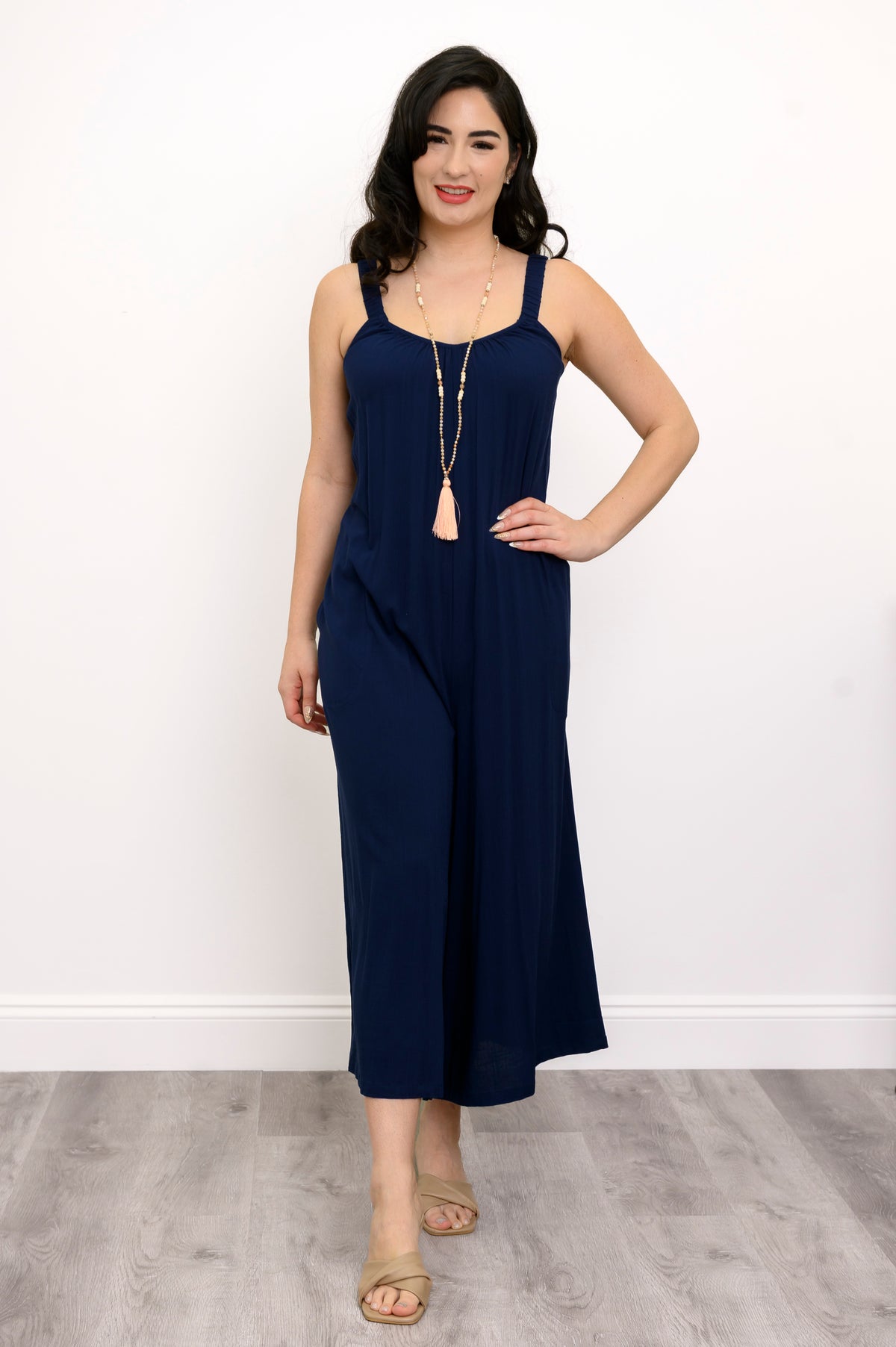 Joanna Jumpsuit, Indigo, Linen Bamboo