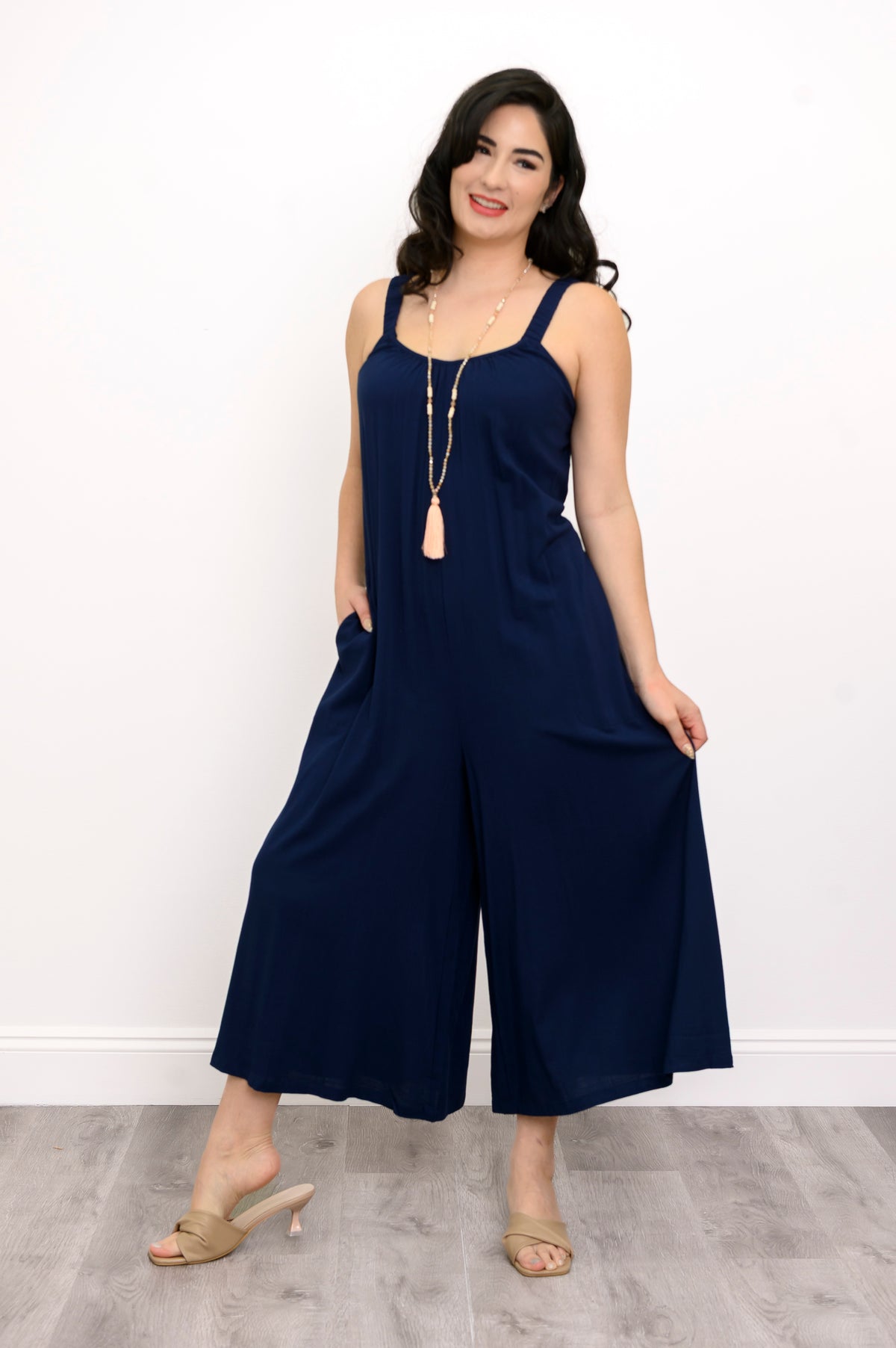 Joanna Jumpsuit, Indigo, Linen Bamboo