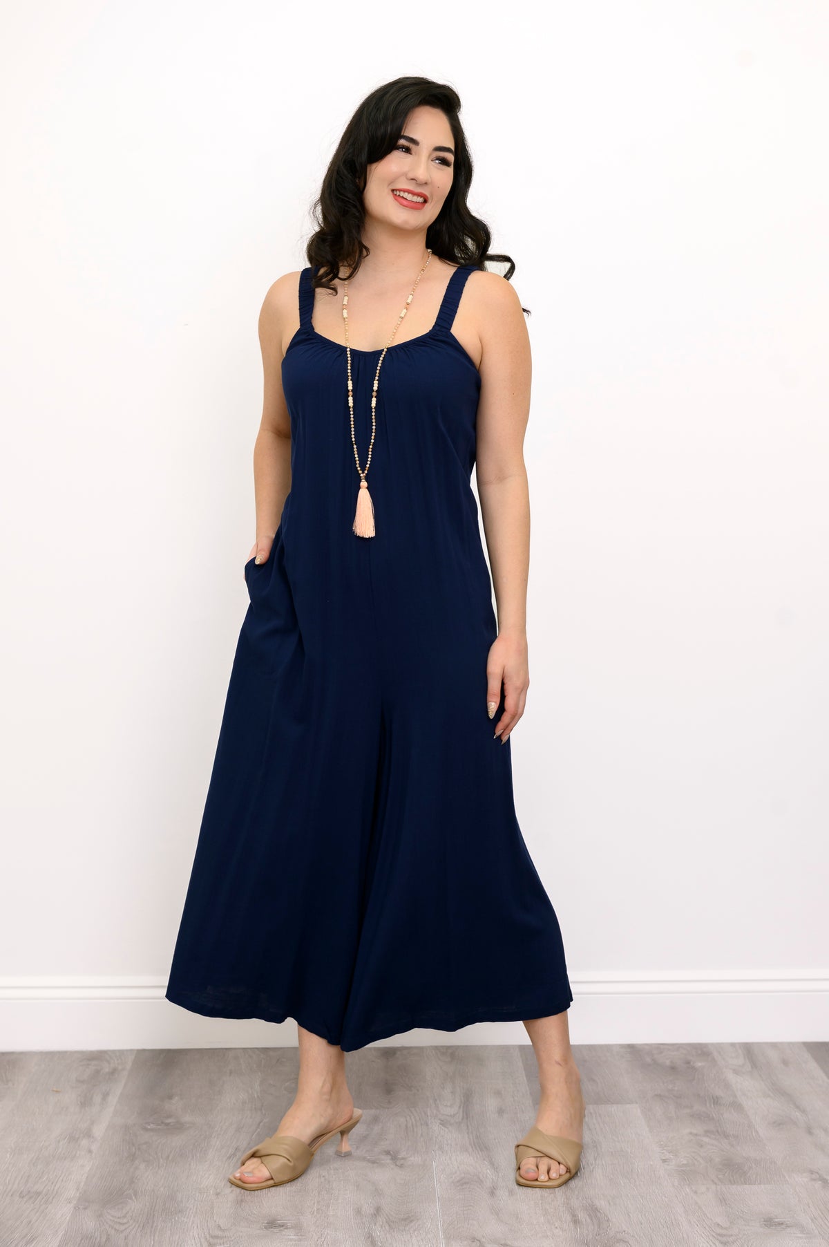 Joanna Jumpsuit, Indigo, Linen Bamboo