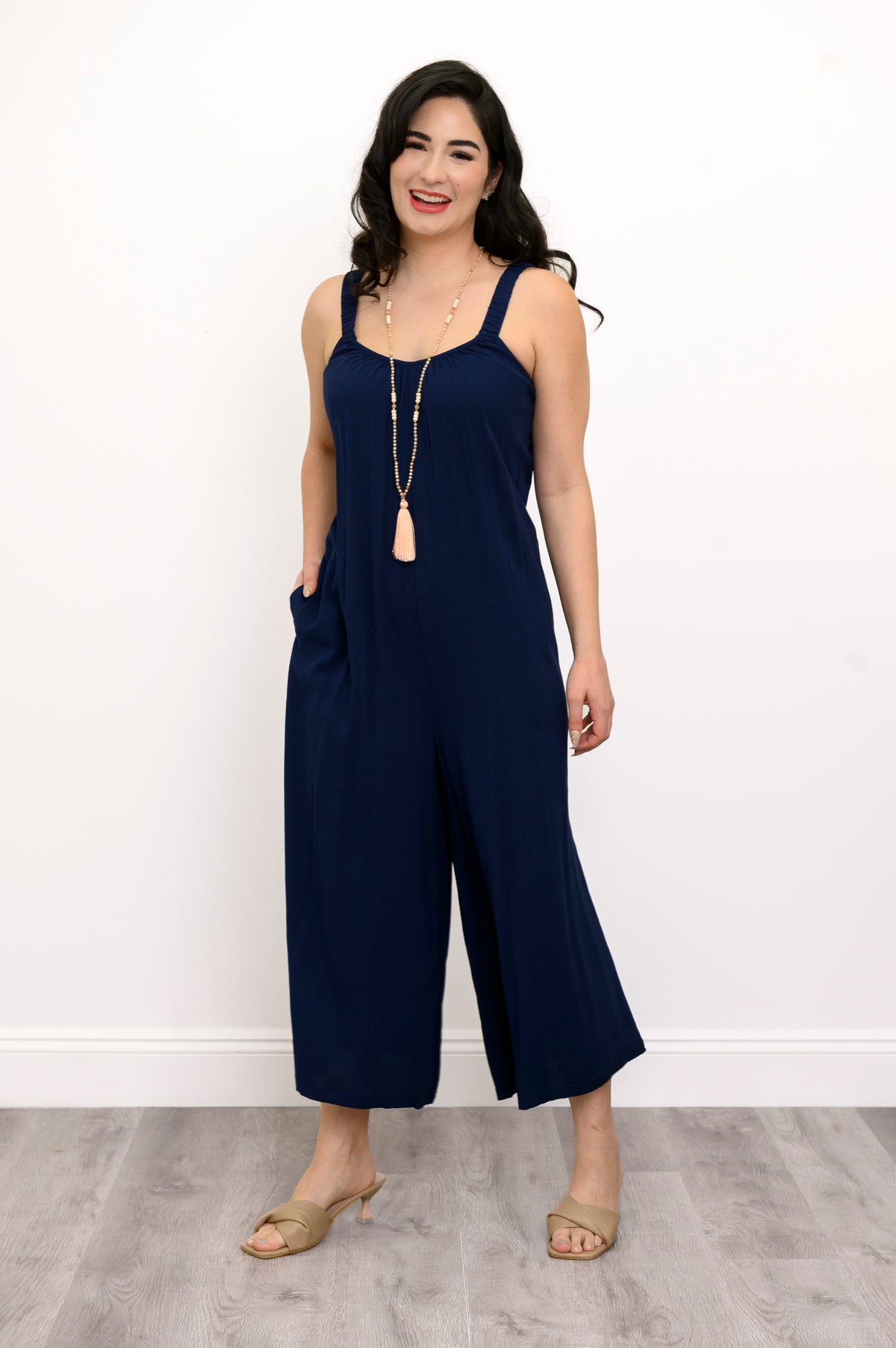 Joanna Jumpsuit, Indigo, Linen Bamboo