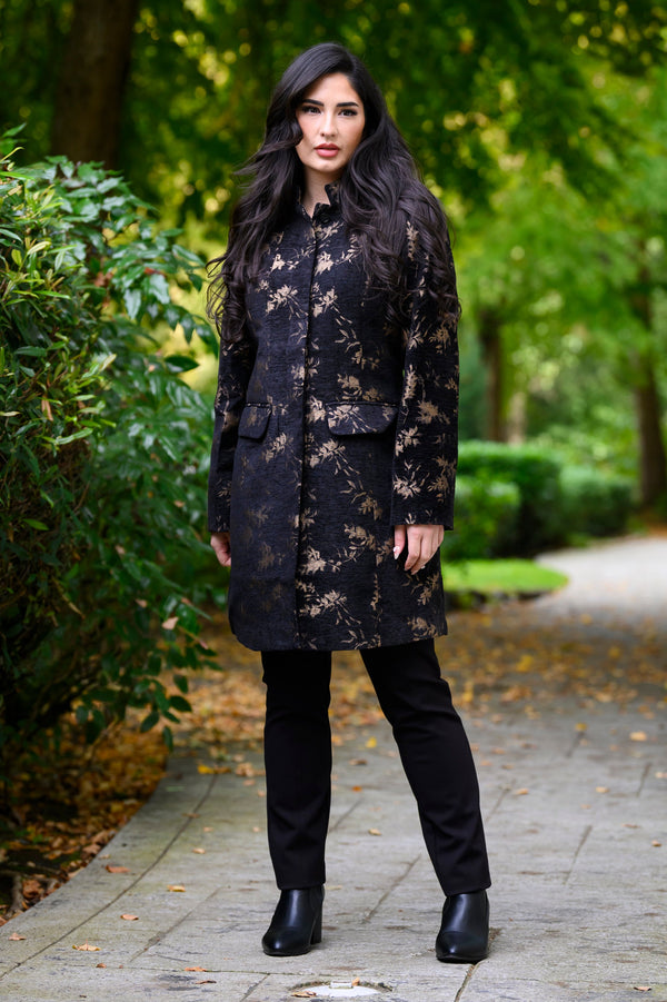 Julia Coat, Golden Leaves, Viscose