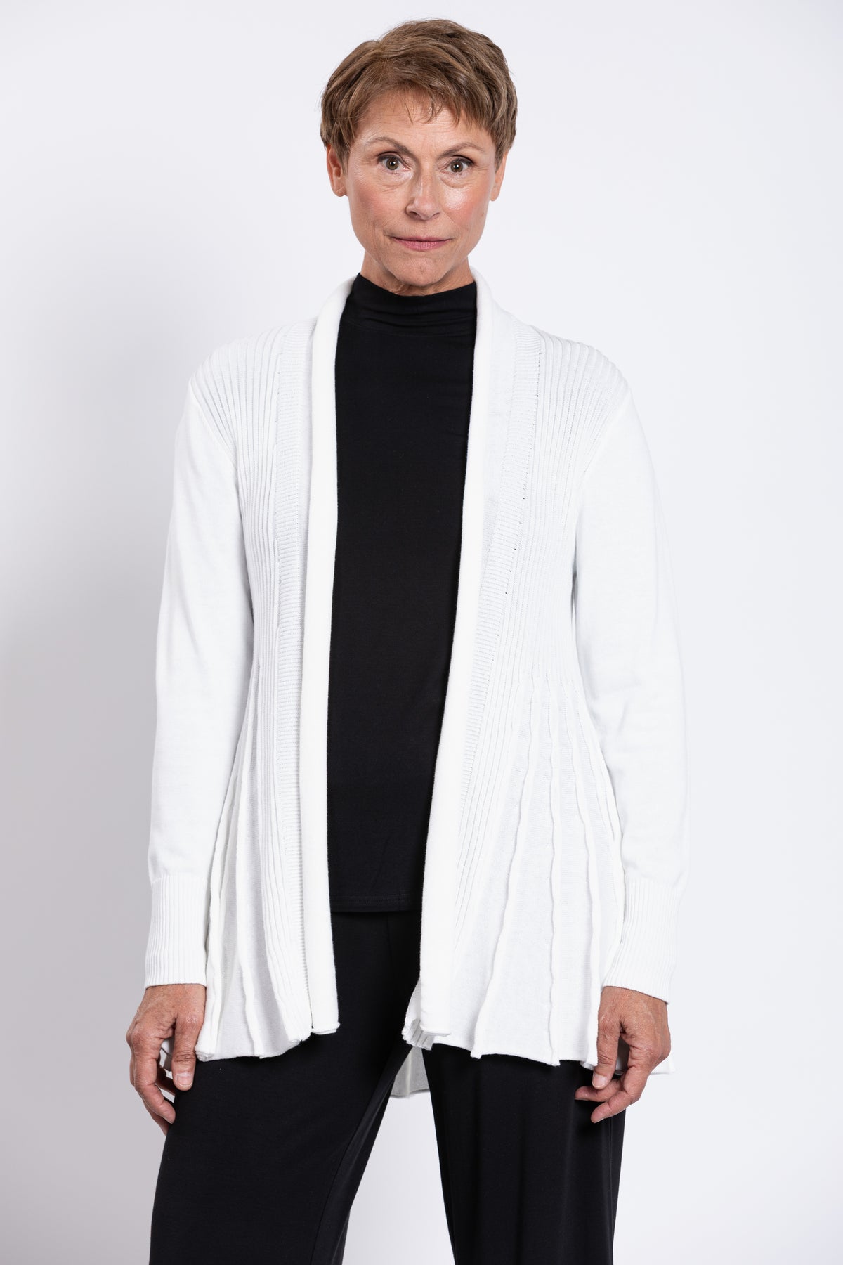 Karen Cardigan, White, Cotton