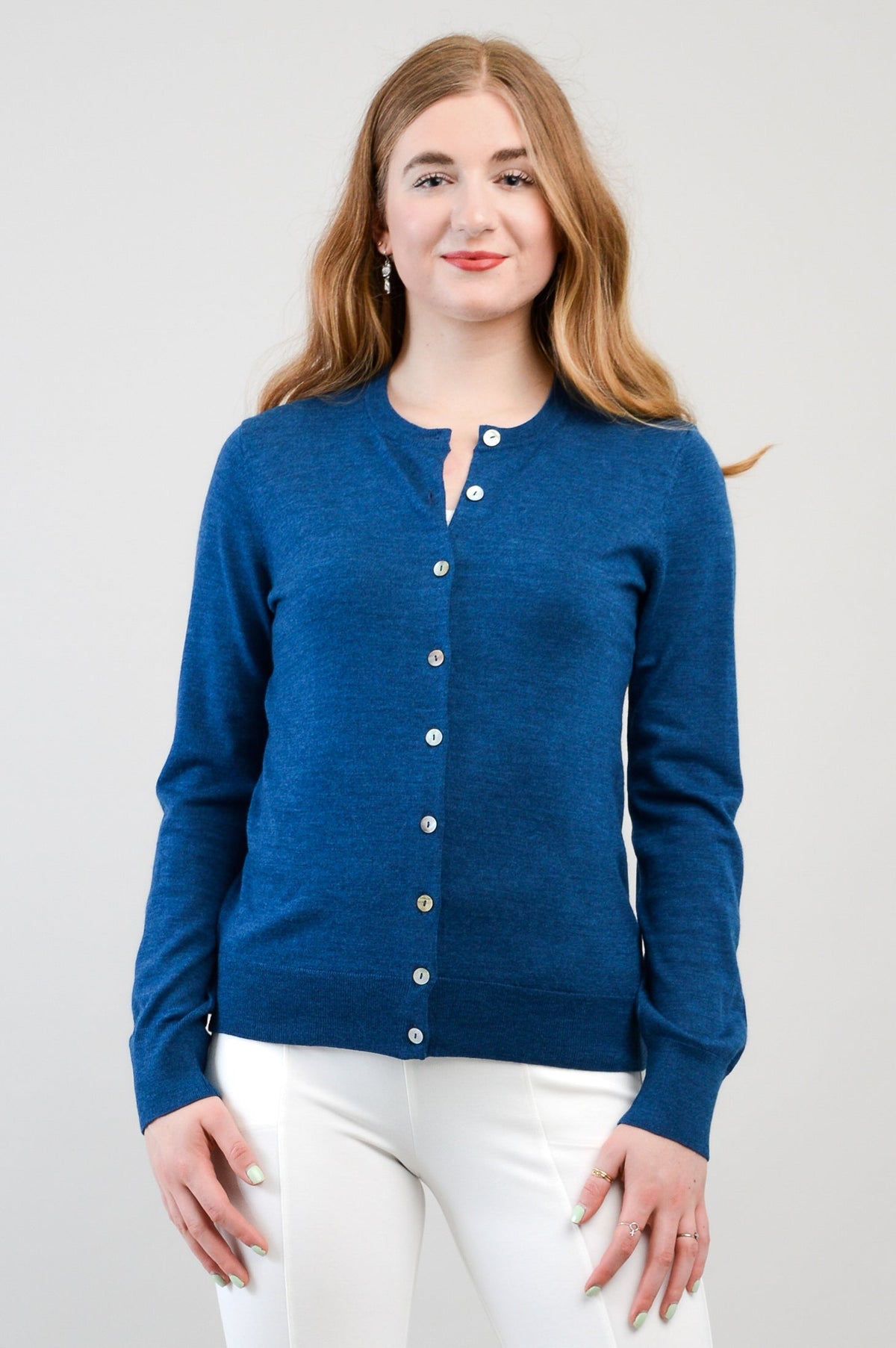 Kitten Cardigan, Blue, 100% Merino Wool