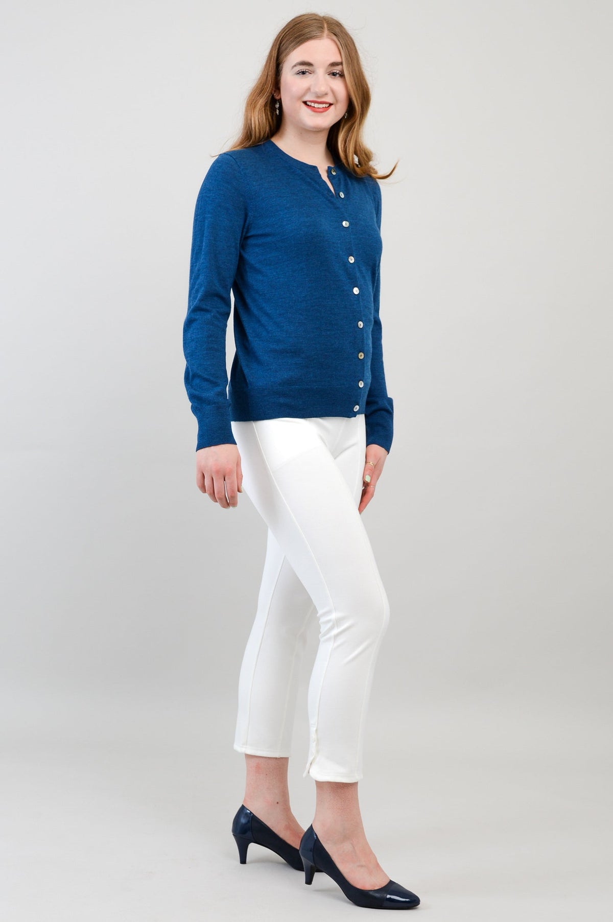 Kitten Cardigan, Blue, 100% Merino Wool