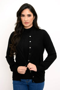 Cardigan Chaton, Noir, 100 % Laine Mérinos