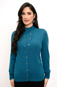 Kitten Cardigan, Soft Teal, Merino Wool