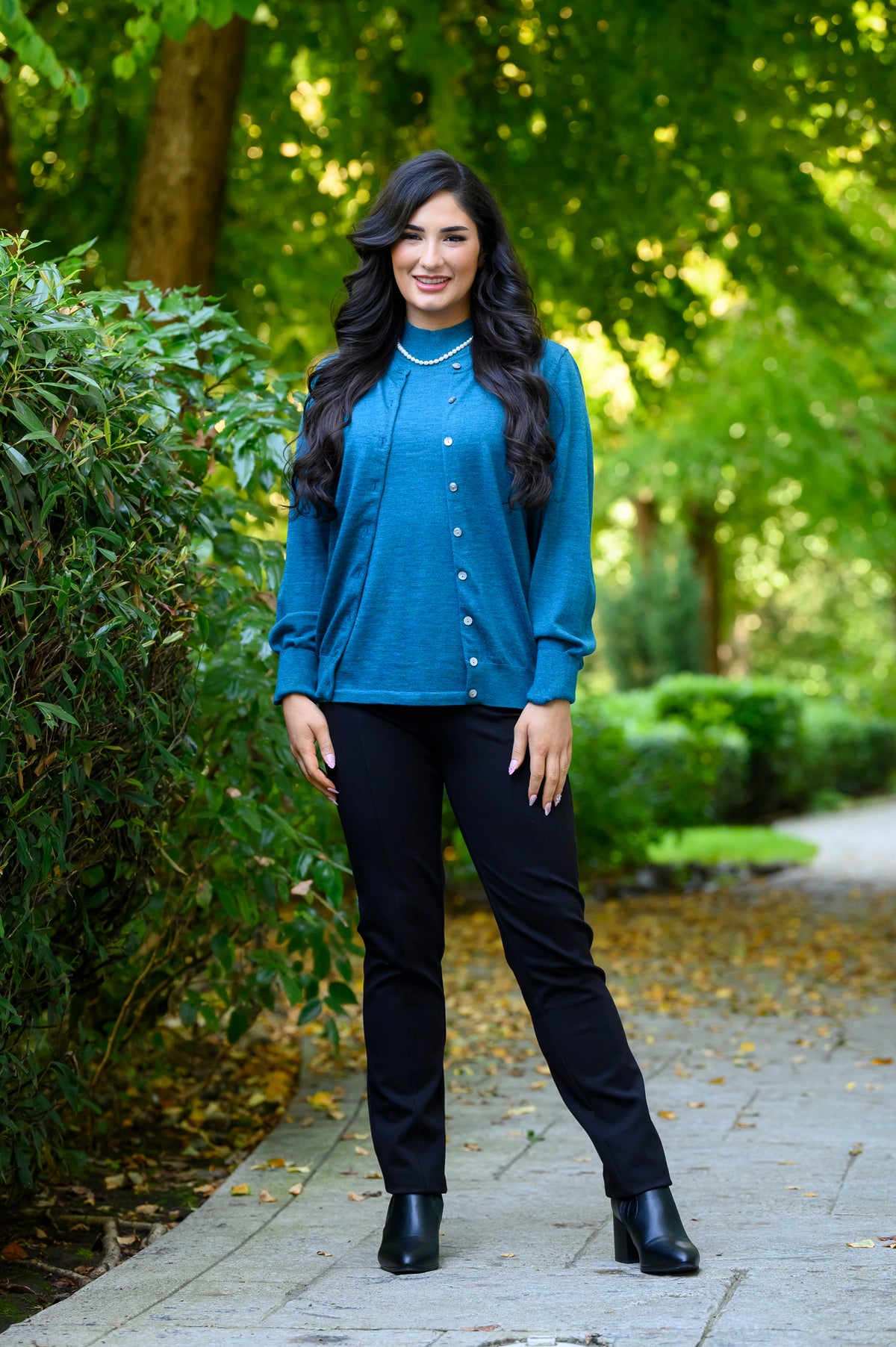 Rita Sweater, Soft Teal, Merino Wool