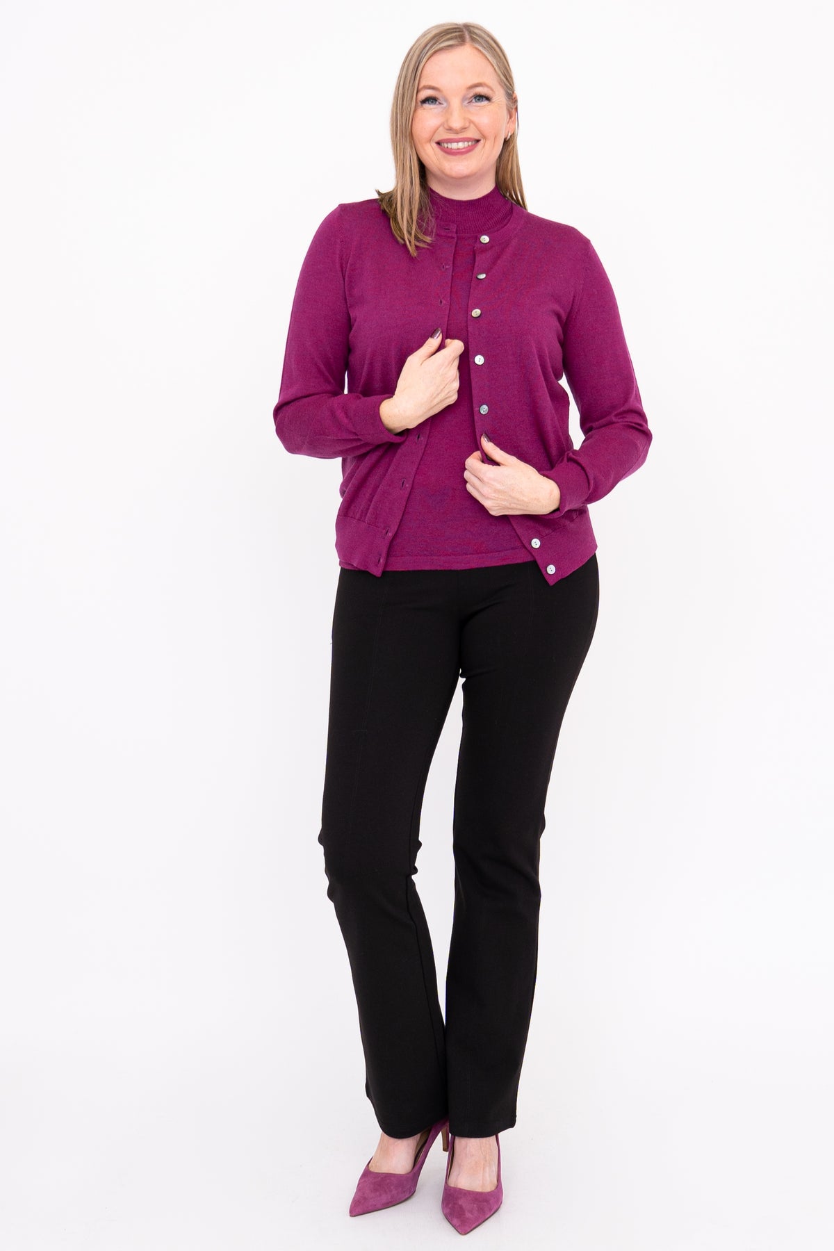 Rita Sweater, Magenta, Merino Wool