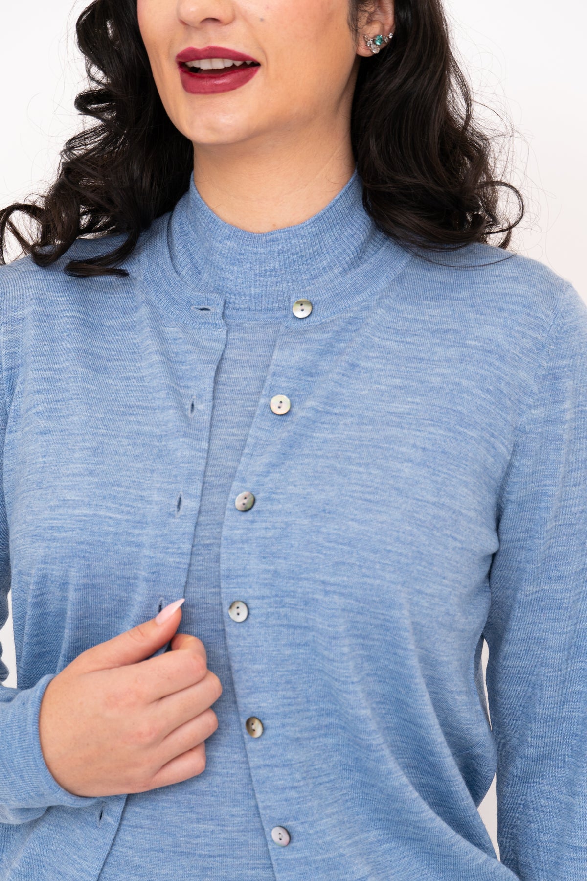 Kitten Cardigan, Soft Blue, Merino Wool