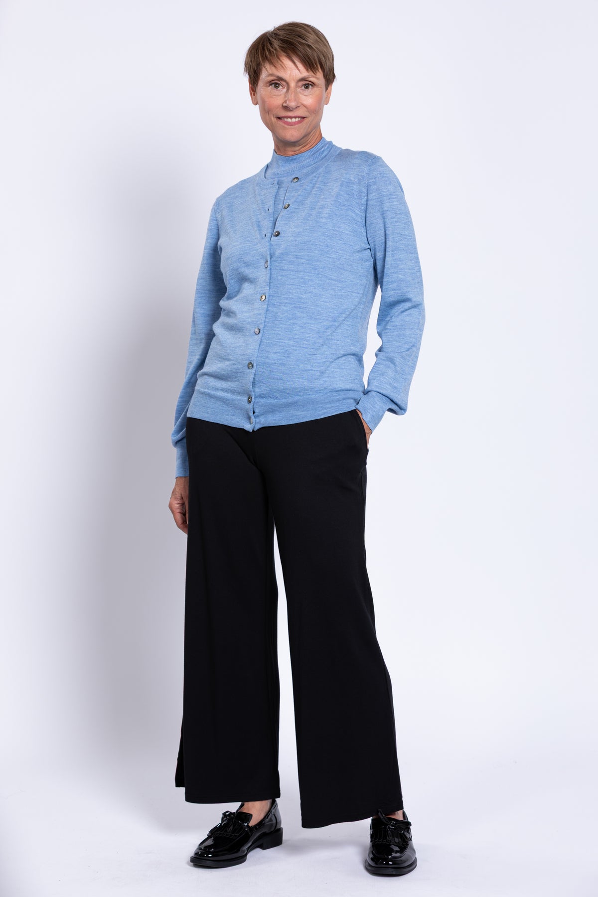 Kitten Cardigan, Soft Blue, Merino Wool