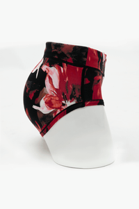 Side view of La Gaunche Brief in bold floral skull pattern displayed on mannequin