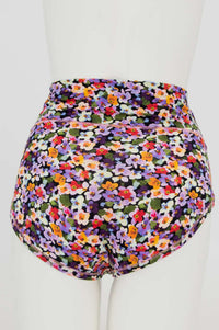 Back view of La Gaunche classic high-waist brief with multicolor floral design