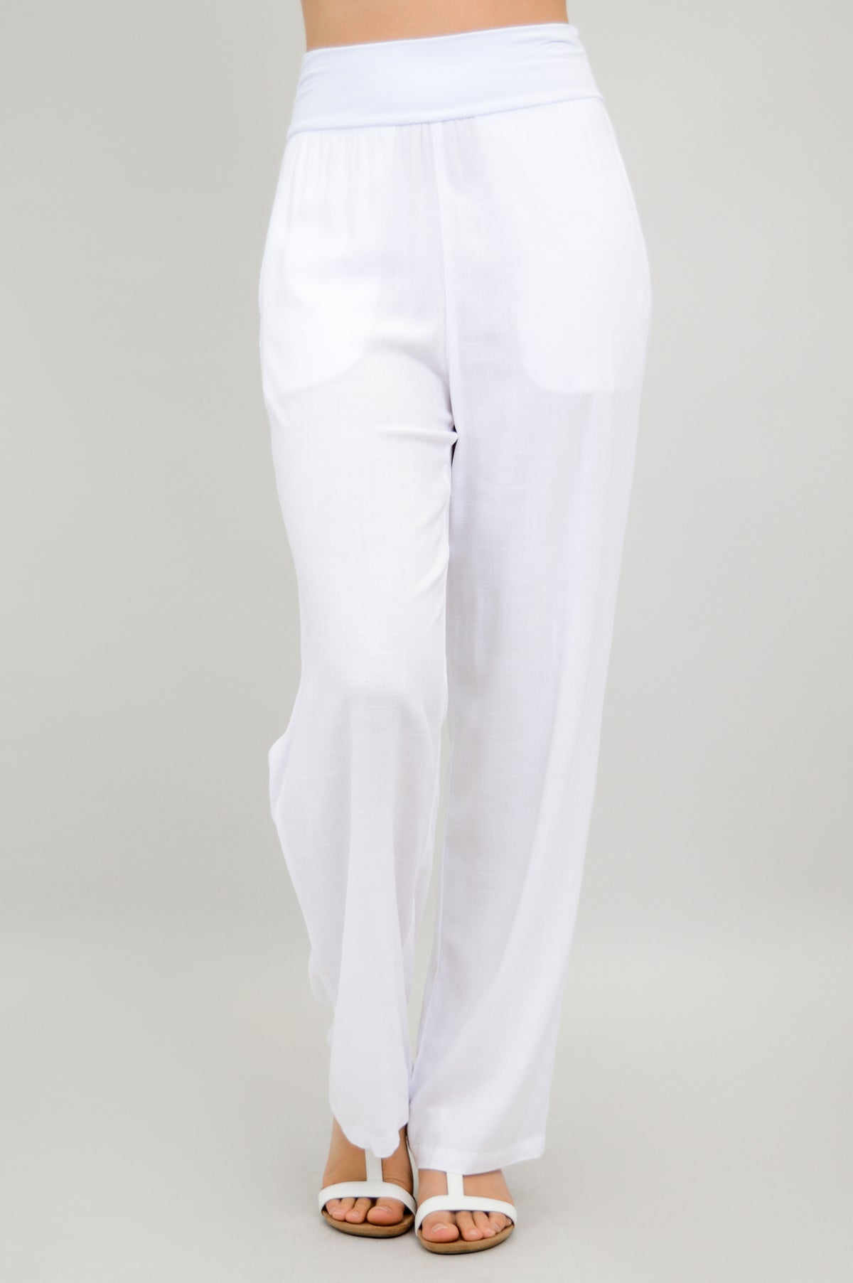 Landon Pant, White, Linen Bamboo