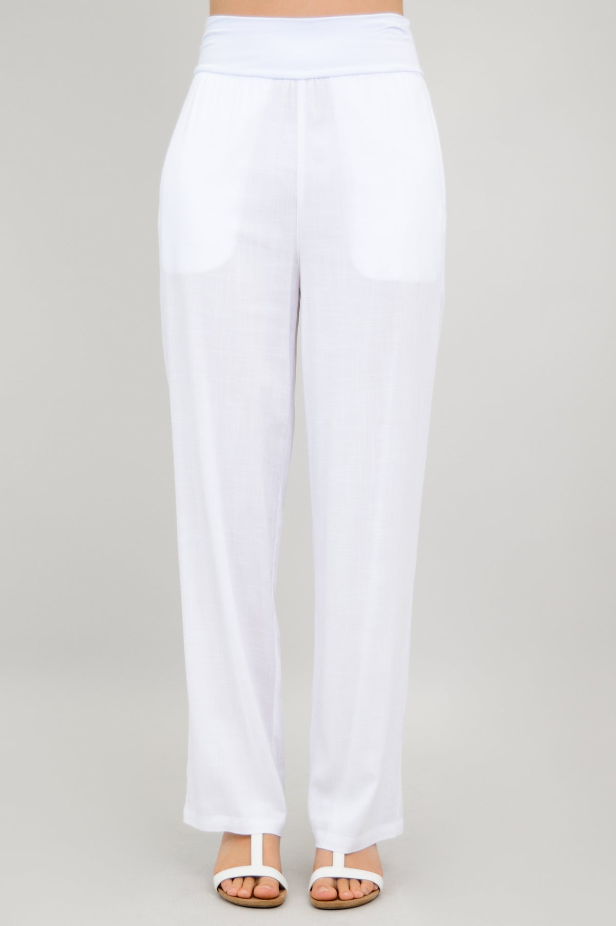 Landon Pant, White, Linen Bamboo