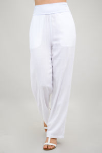 Landon Pant, White, Linen Bamboo