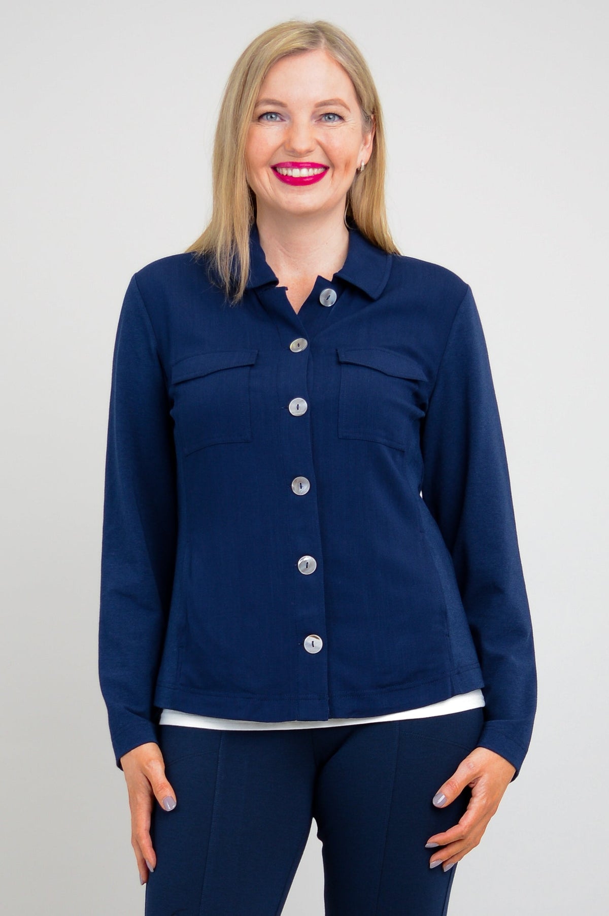 Lauren Jacket, Indigo, Linen Bamboo