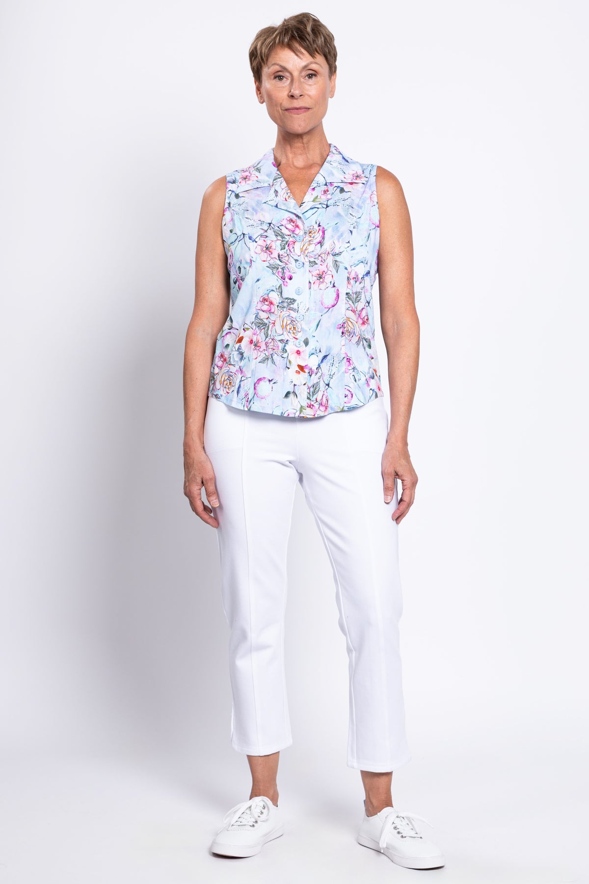 Lexa Tank, Teal Nectar, Linen Bamboo