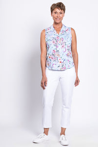 Lexa Tank, Teal Nectar, Linen Bamboo