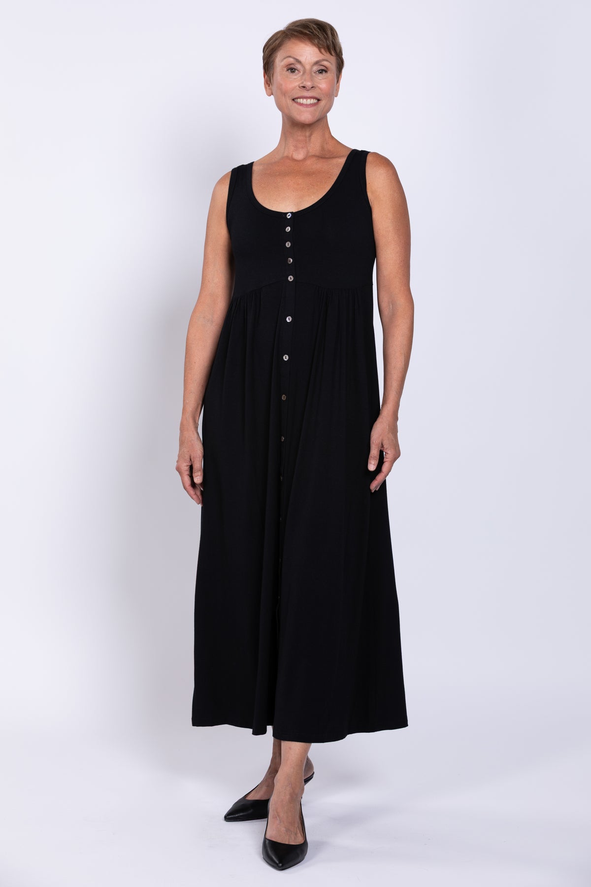 Liane Sleeveless Dress, Black, Bamboo