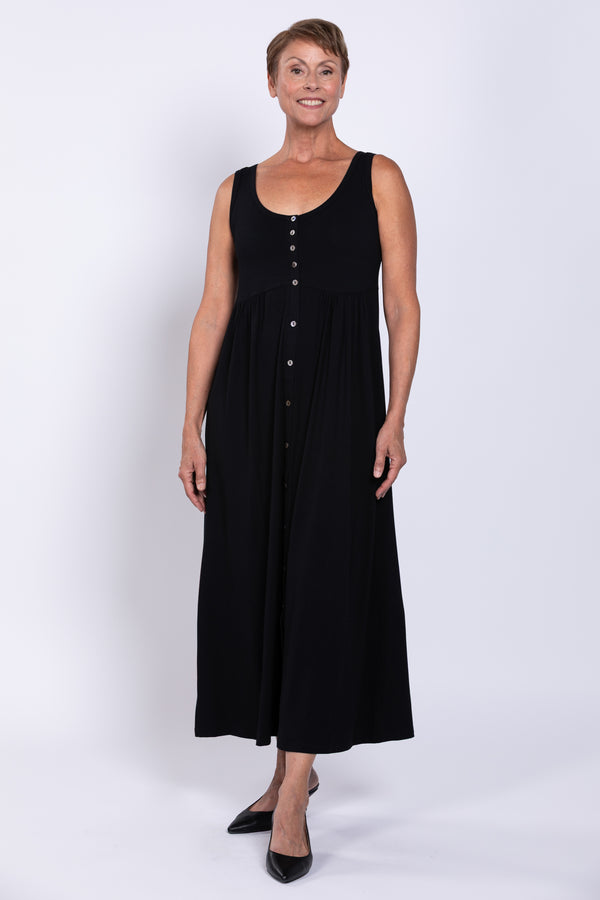 Liane Sleeveless Dress, Black, Bamboo