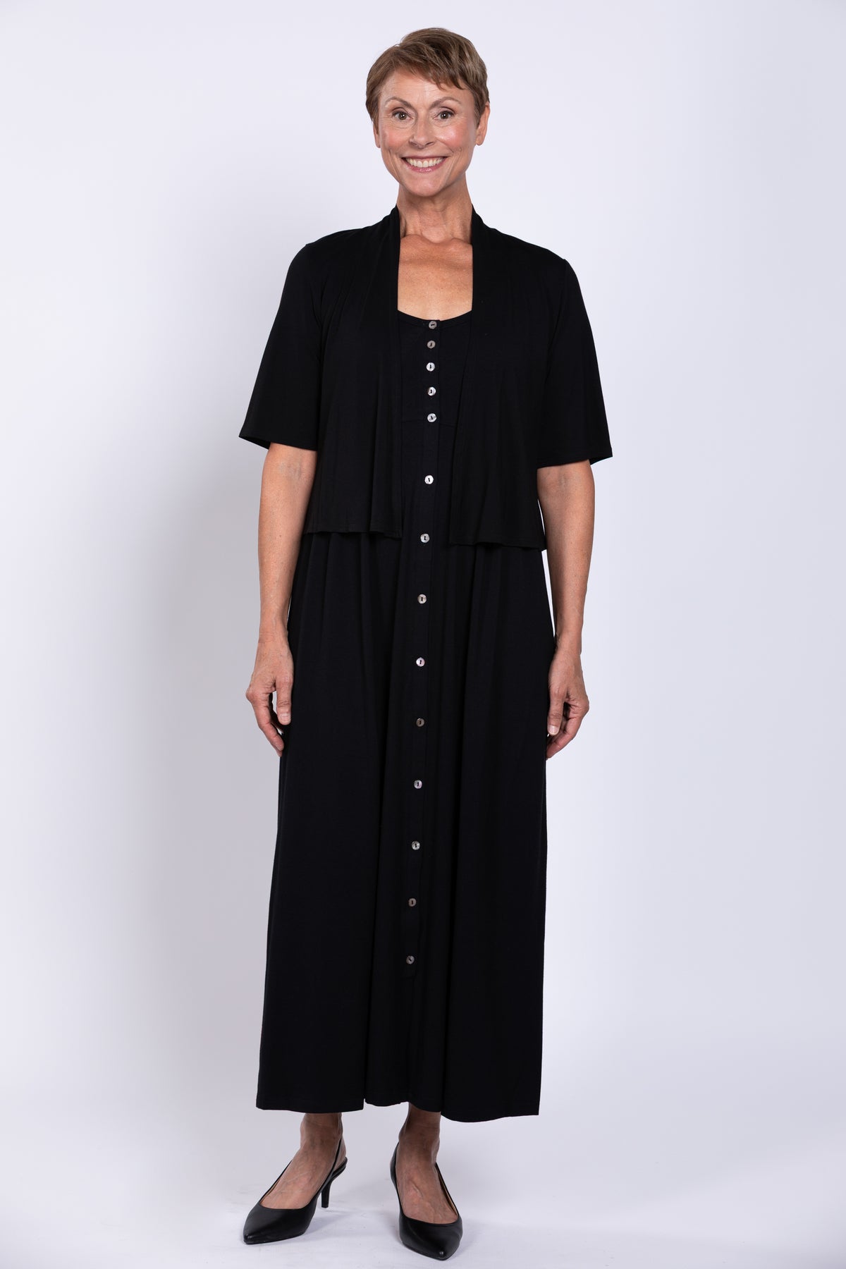 Liane Sleeveless Dress, Black, Bamboo