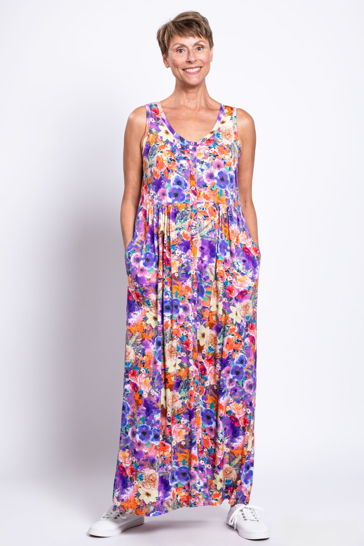 Liane N/S Dress, Violet Fiesta, Bamboo
