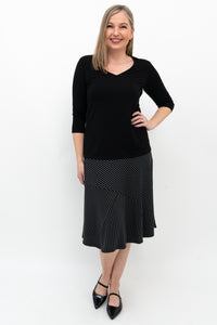 Lillian Skirt, Blk/Grey Stripe, Bamboo