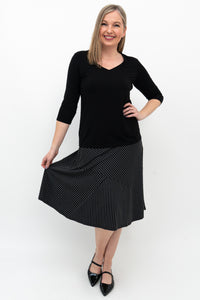 Lillian Skirt, Blk/Grey Stripe, Bamboo