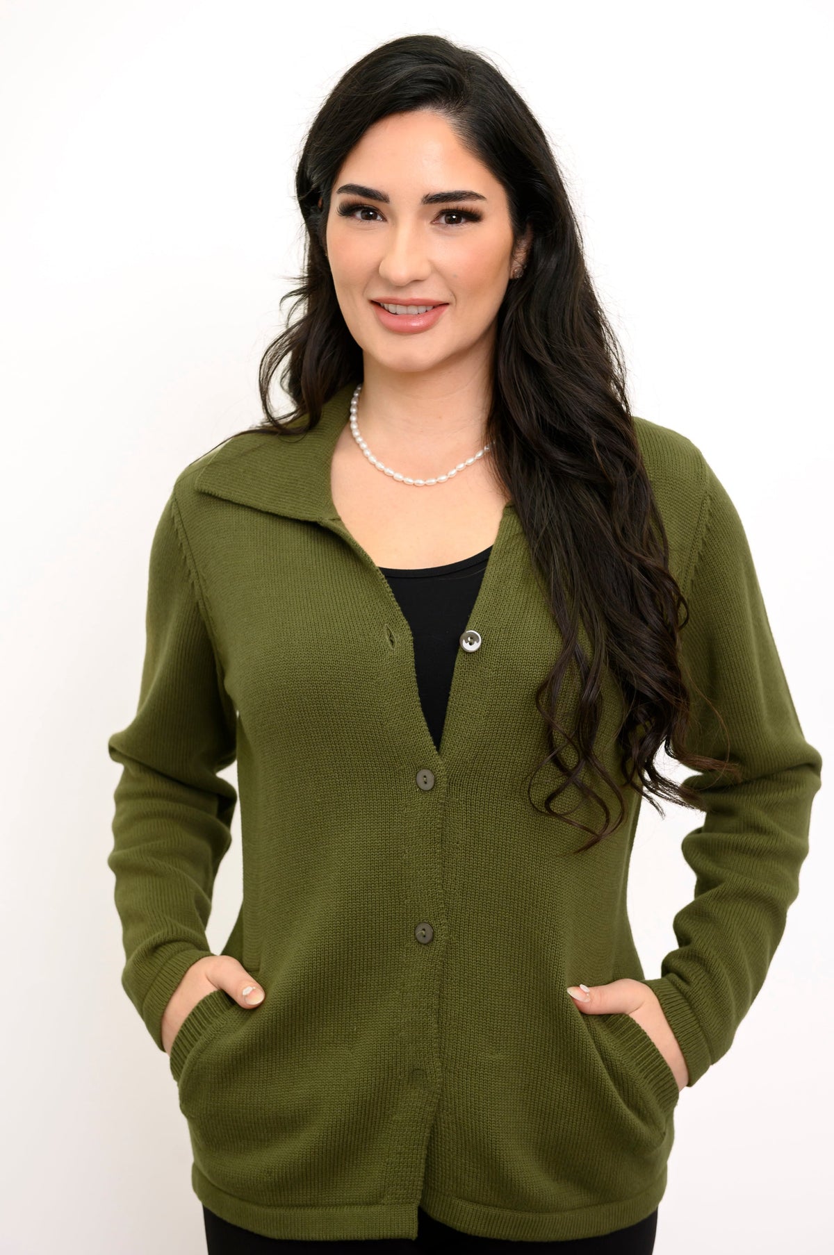 Lily Cardigan, Khaki, Cotton