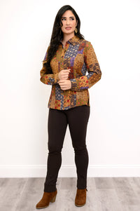 Linzy Blouse, Fall Picnic, Linen Bamboo