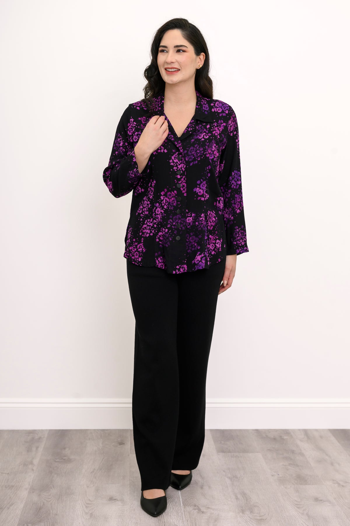 Linzy Blouse, Floral Purple