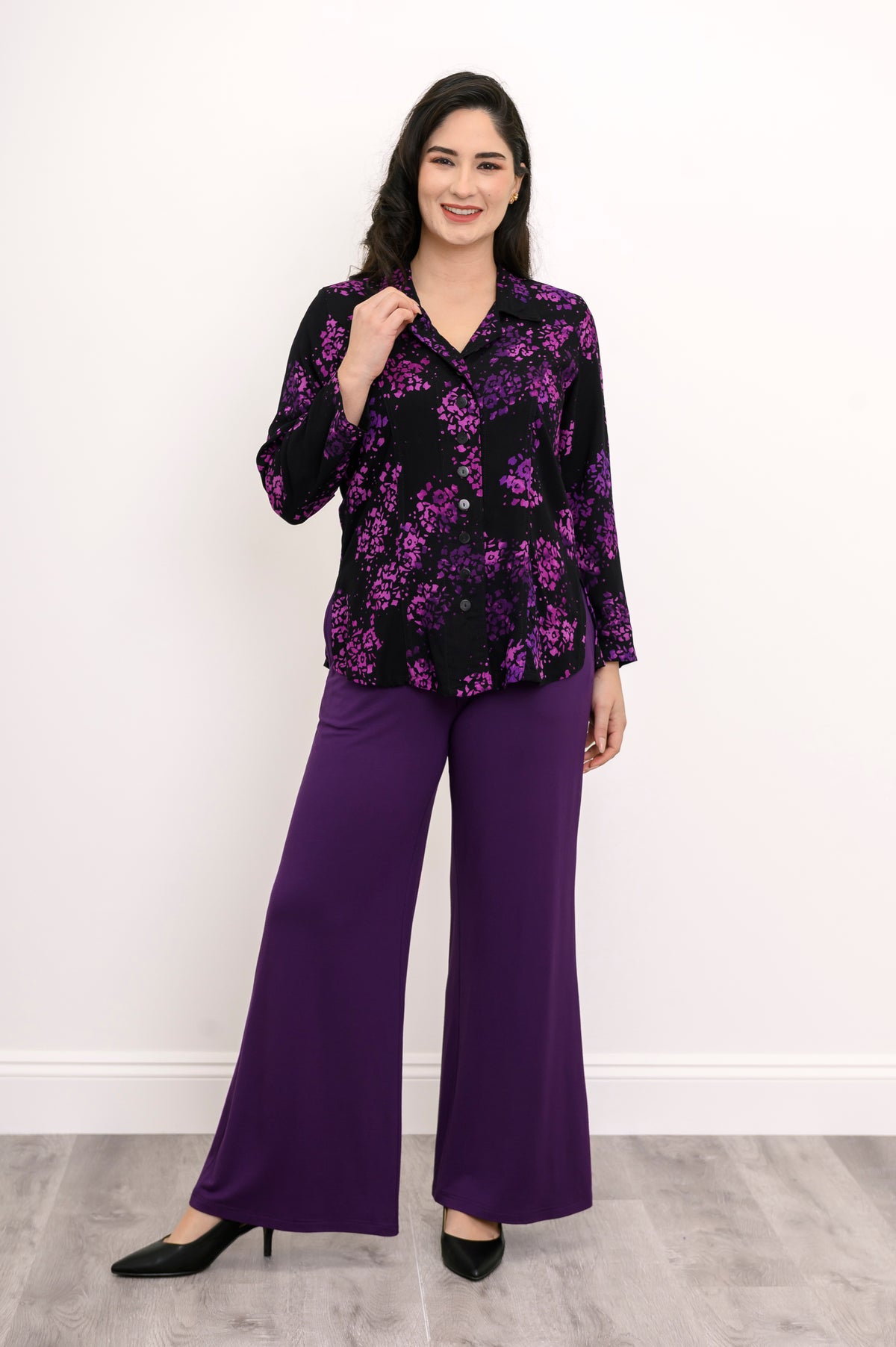 Linzy Blouse, Floral Purple