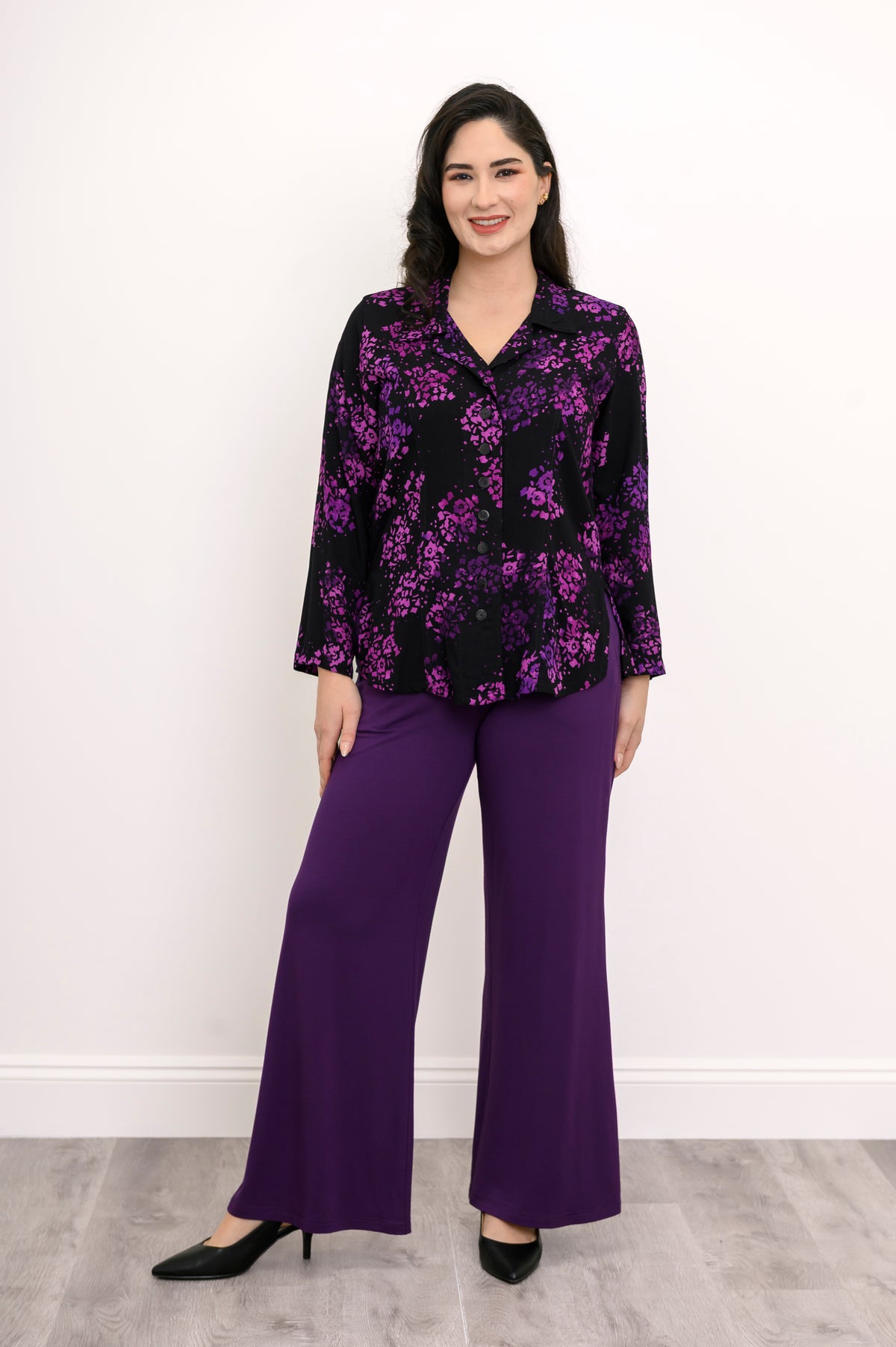 Linzy Blouse, Floral Purple